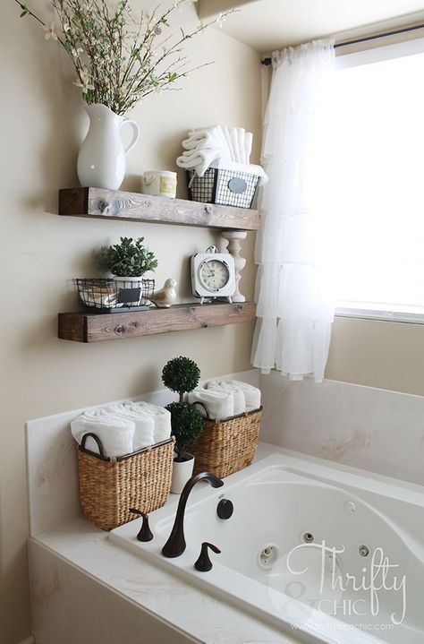 DIY Floating Shelves for Bathroom. 