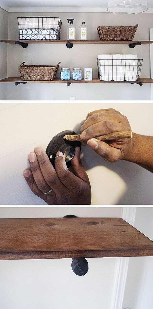 DIY Laundry Room Storage Shelves. 