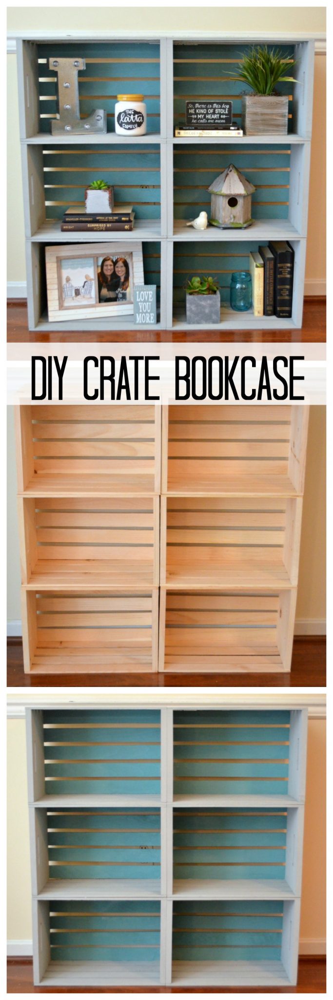 Super Easy Bookcase Made From Wood Crates. 