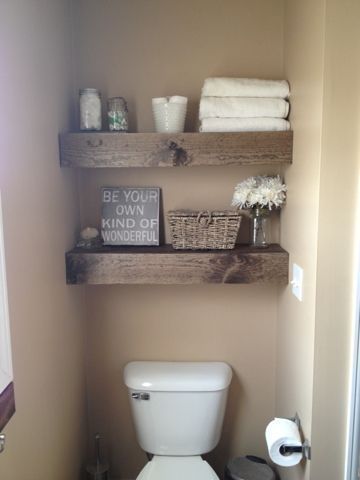 DIY Floating Shelves for Small Bathroom. 