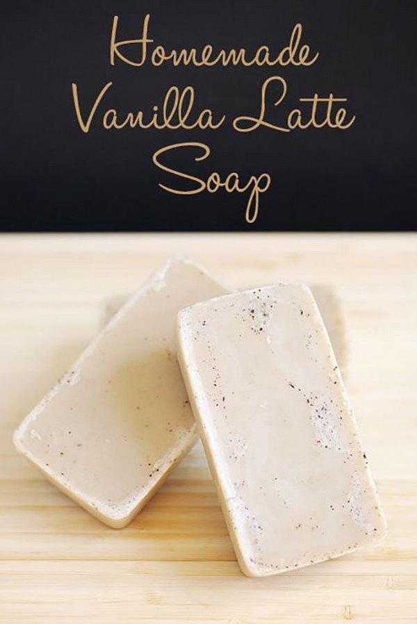 Homemade Vanilla Latte Soap. This easy DIY soap has great skin benefits. Tutorial via