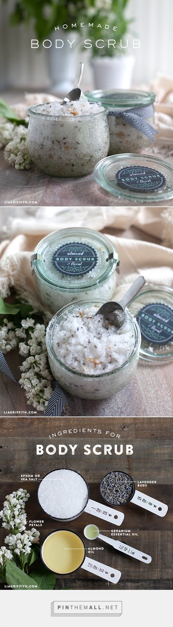 Homemade Almond & Floral Body Scrub. 