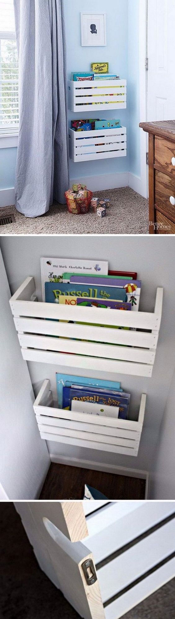 Wood Crates on the Wall for Storage. 