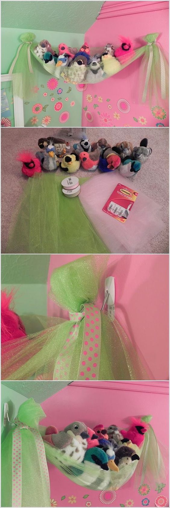 This Fancy Bird's Nest is a Super Easy Stuffed Toy Storage for Girls' Room. 