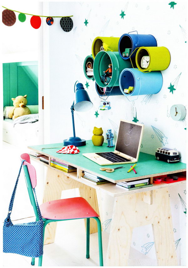 Paint Can Kid's Desk Storage. 