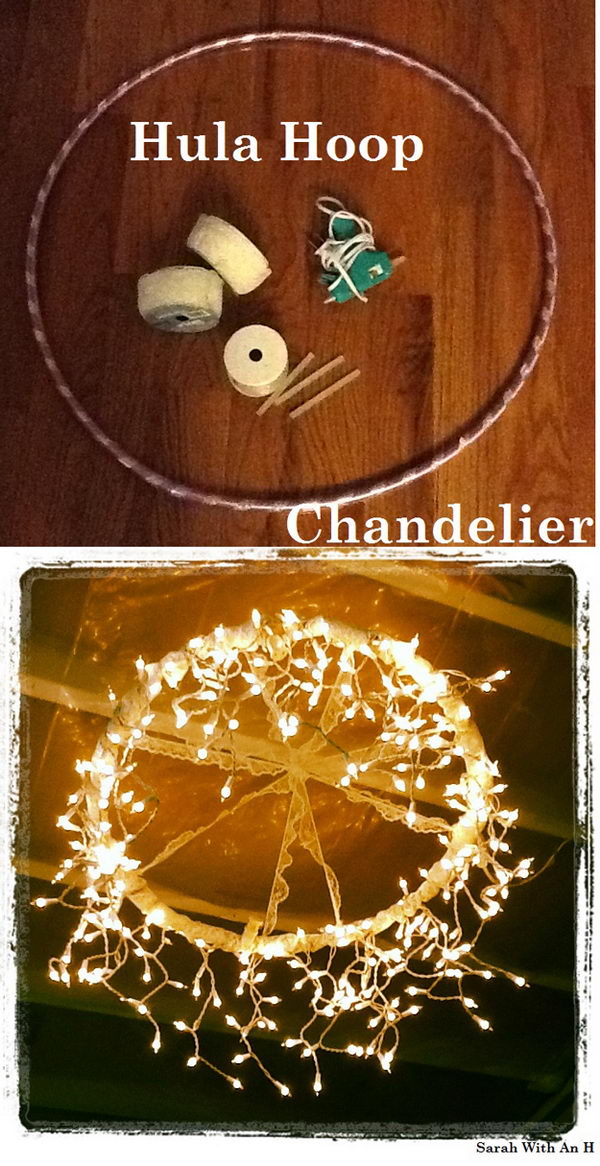 Hula Hoop String Lights Chandelier. 