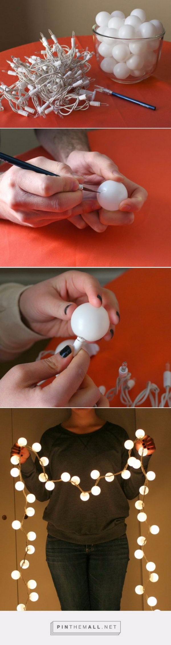 Ping Pong Ball String Lights. 