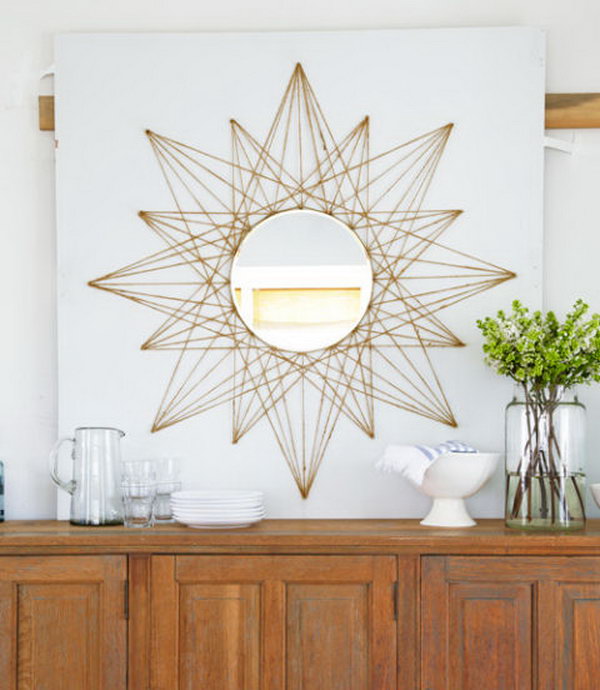 Sunburst Mirror String Art. See the tutorial 