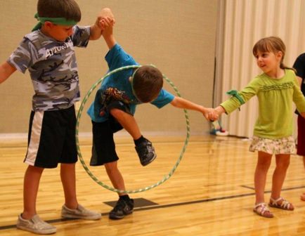 Hula Hoop Relay Race. 