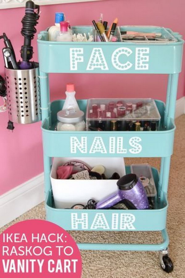 DIY Beauty Station from an Ikea Rolling Cart