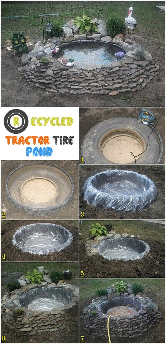 Recycled Tractor Tire Pond for Your Garden. 