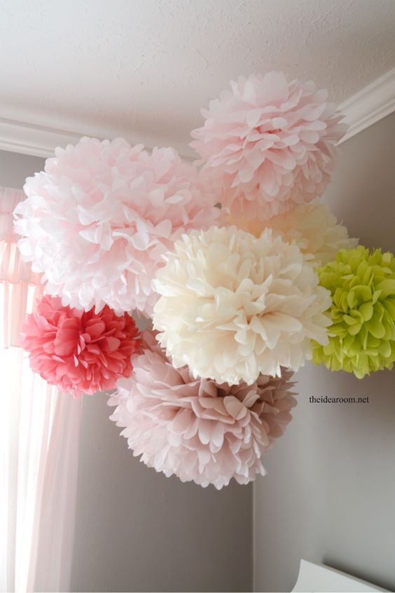 Tissue Paper Pom Poms. 