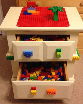 DIY Lego Table Made From Old Side Table. 