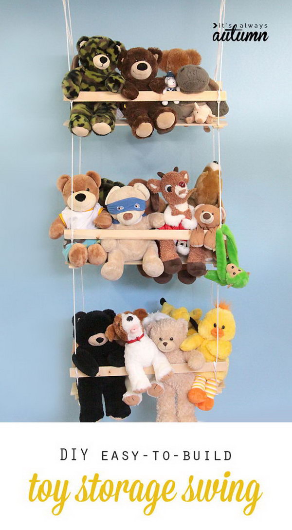 Create A Hanging Swing To Store Stuffed Toys
