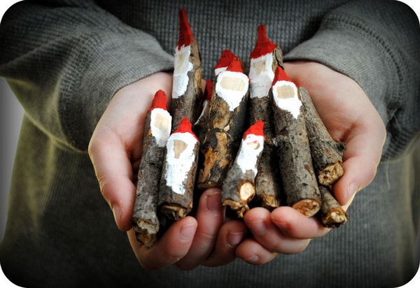 DIY Cute Twig Santa Claus. So easy and so fun! 