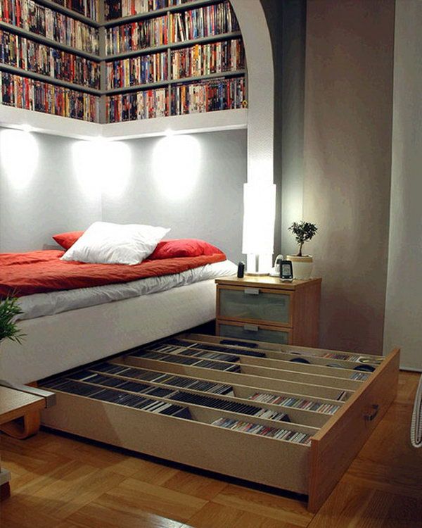 CD Storage Drawers Underneath Bed. A genius way to save your space by storing and organizing tons of CD in storage drawers underneath bed. 