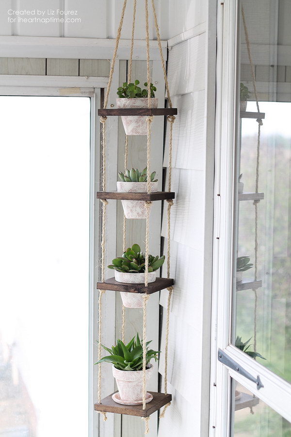 DIY Rustic Vertical Plant Hanger 