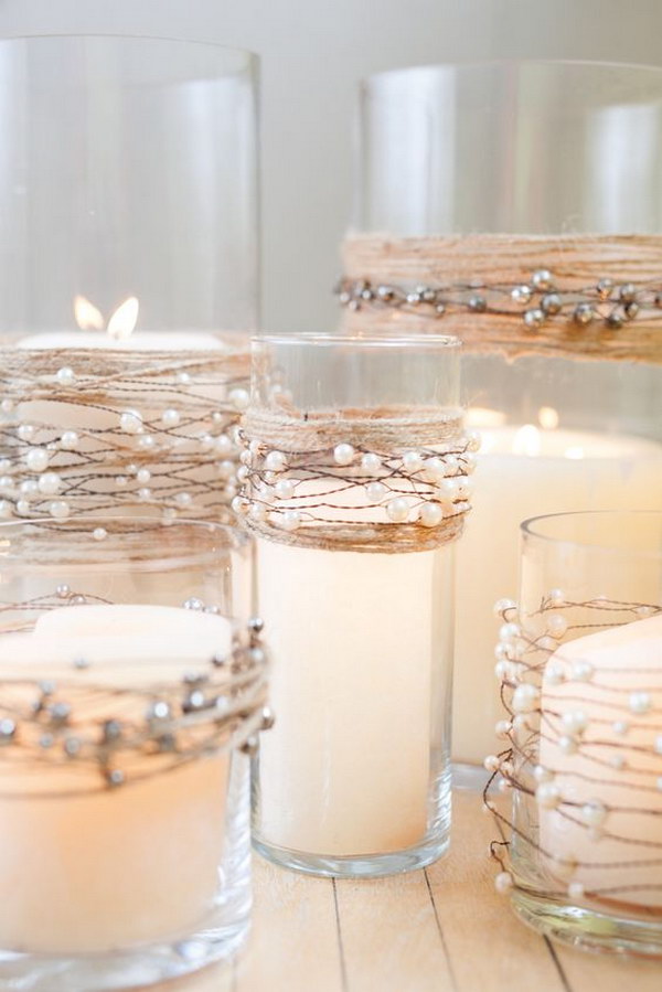 Pearl Beads On Wire Garland With Natural Jute Twine Wedding Centerpieces. 