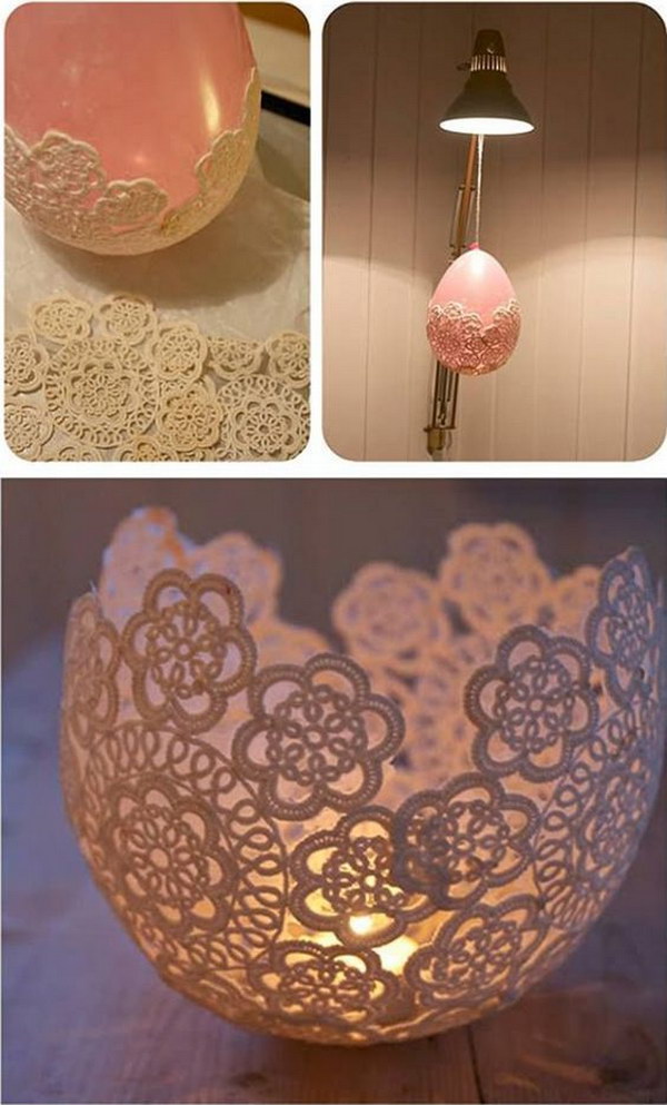 DIY Centerpieces With Lace And Candle. 