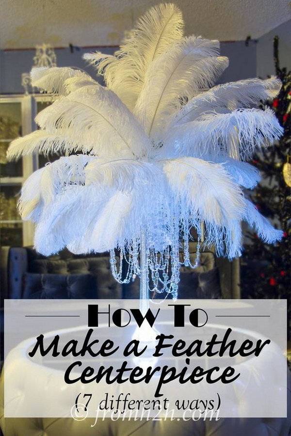 DIY Feather Centerpieces With Crystal. 