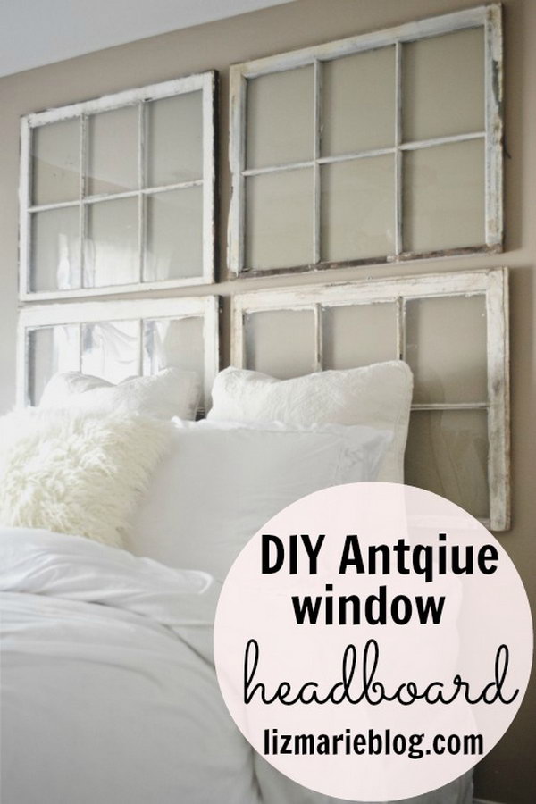 DIY Antique Window Headboard. 