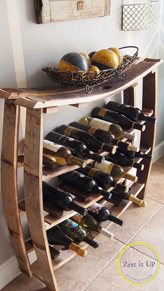Wine Barrel Stave Wine Rack. 