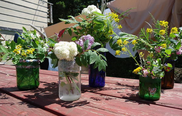 Wine Bottle Vase  Centerpiece. 