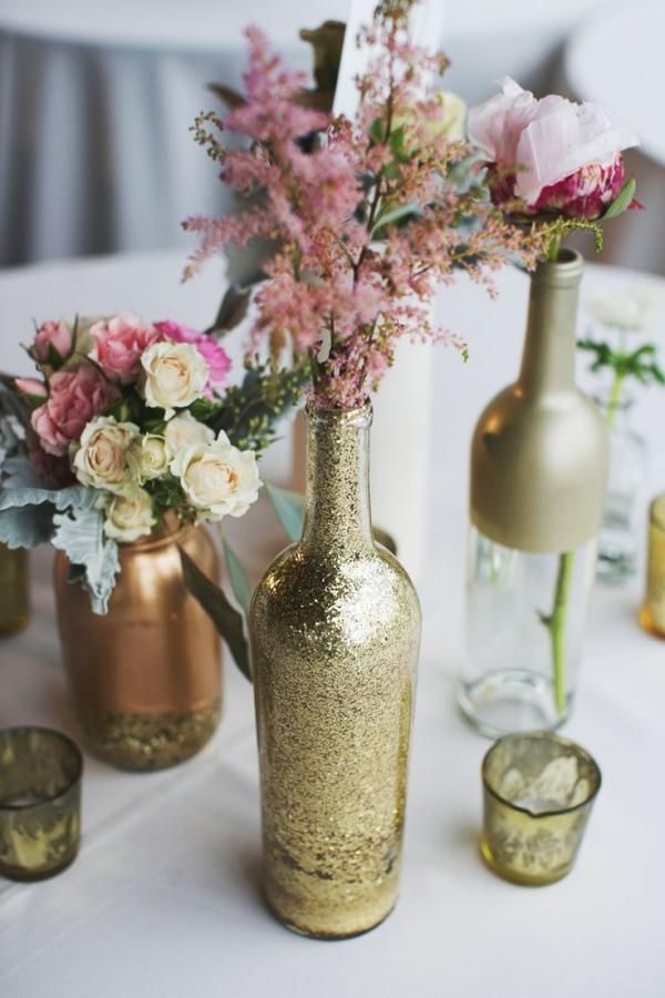 Glitter Wine Bottle Centerpiece. 