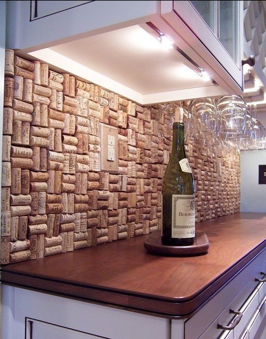 Wine Cork Backsplash. 