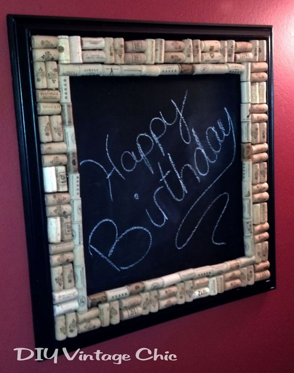 DIY Chalkboard with Wine Cork Border