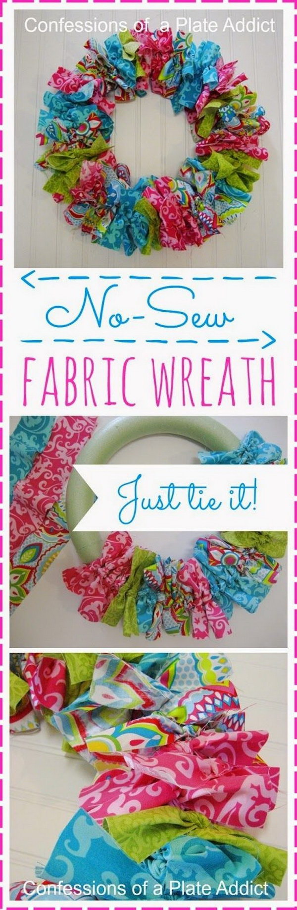 Easy No-Sew Fabric Wreath. 