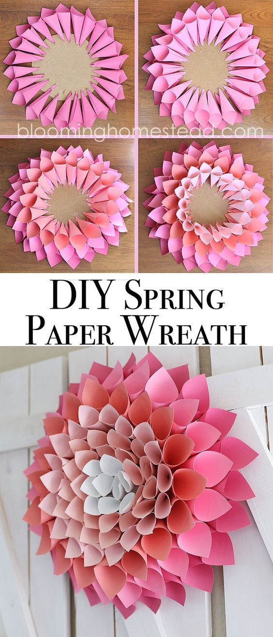 DIY Spring Paper Wreath. 