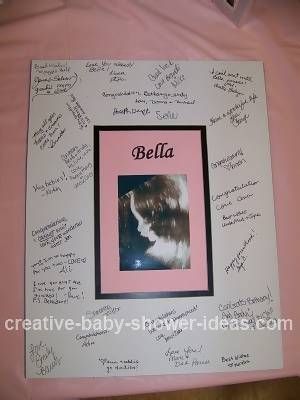 Instead of guest book, frame an ultrasound picture and have guest sign the frame. 