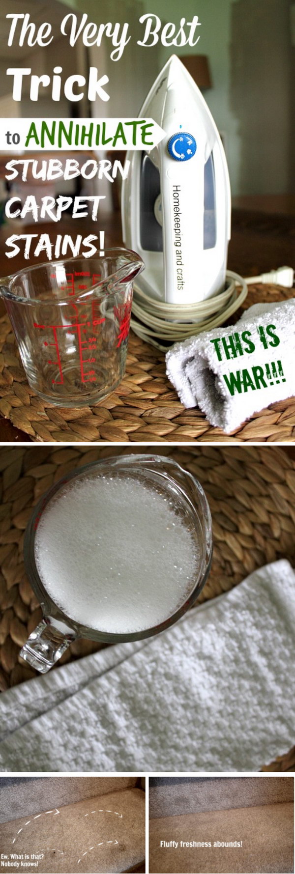 Homemade DIY Cleaner for Stubborn Carpet Stains. 