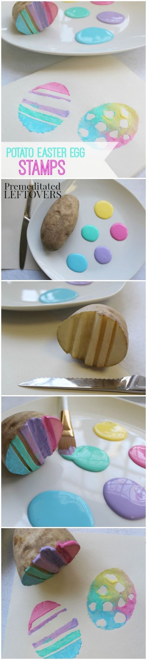 Handmade Potato Easter Egg Stamps for Kids. 