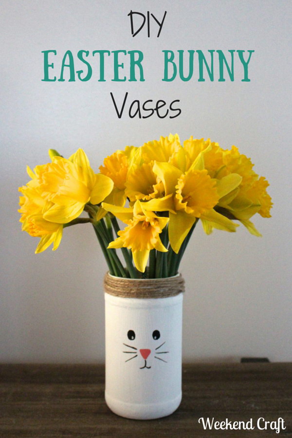 DIY Recycled Easter Bunny Vases. 