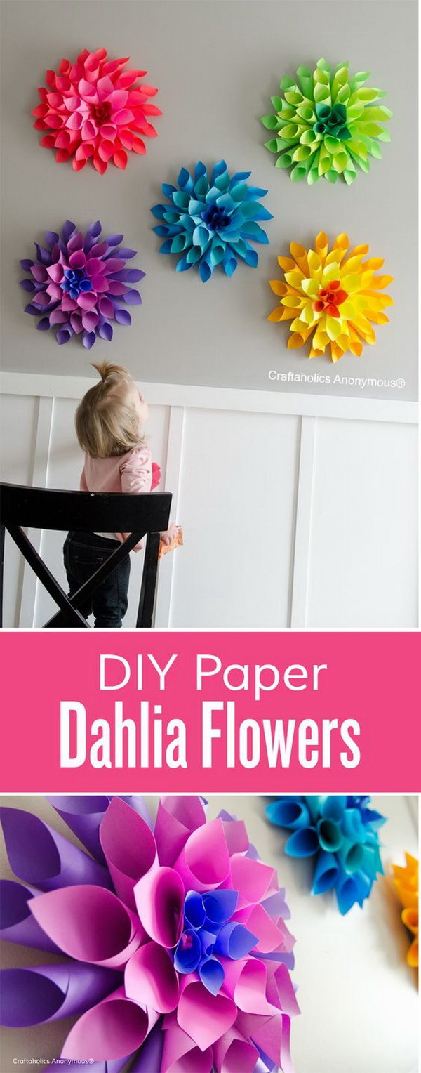 Rainbow Paper Dahlia Flowers. 