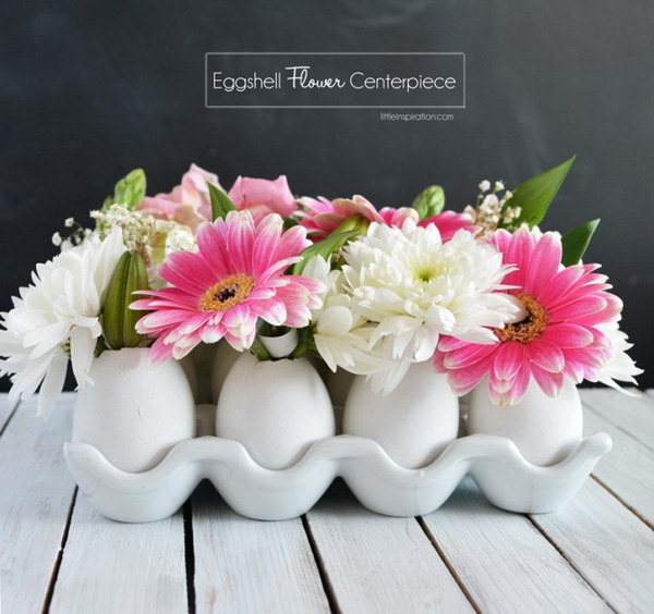 DIY Eggshell Flower Centerpiece. 