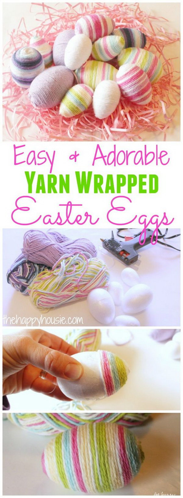 Yarn Wrapped Easter Eggs. 