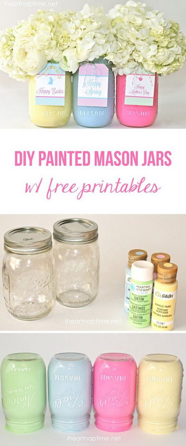 DIY Spring or Easter Mason Jars. 