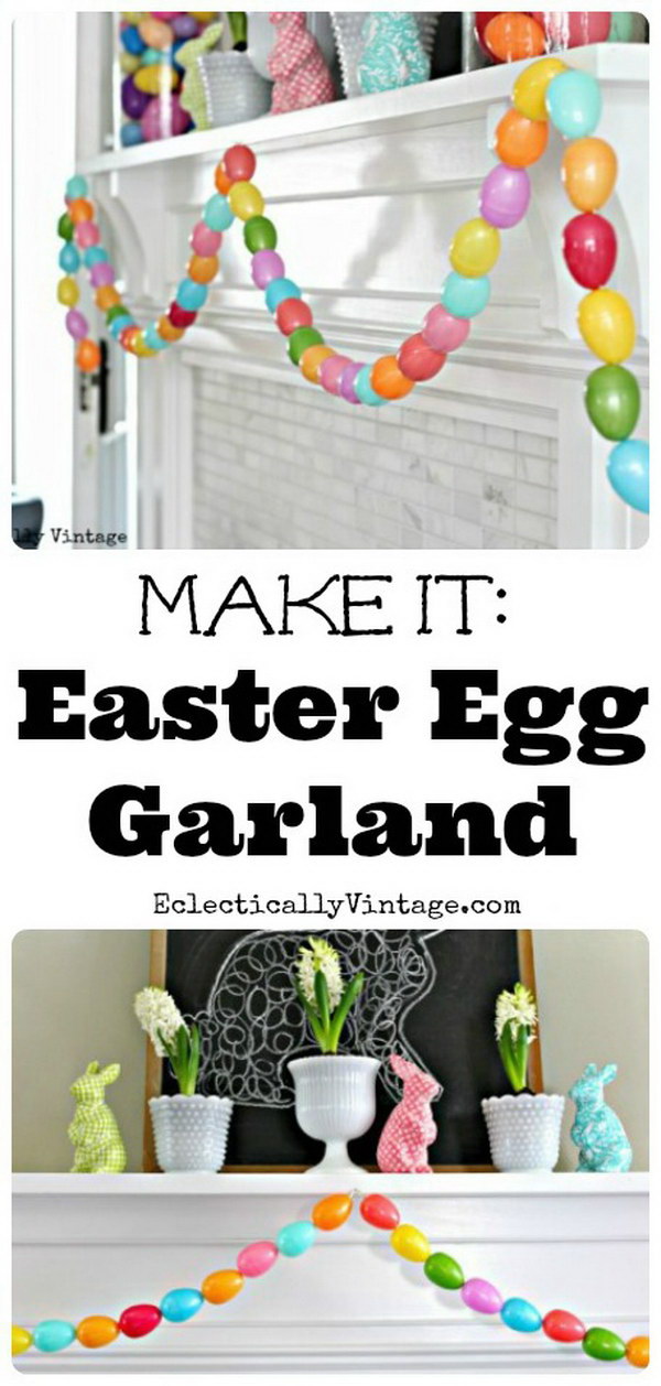 Spring Mantel and DIY Egg Garland. 