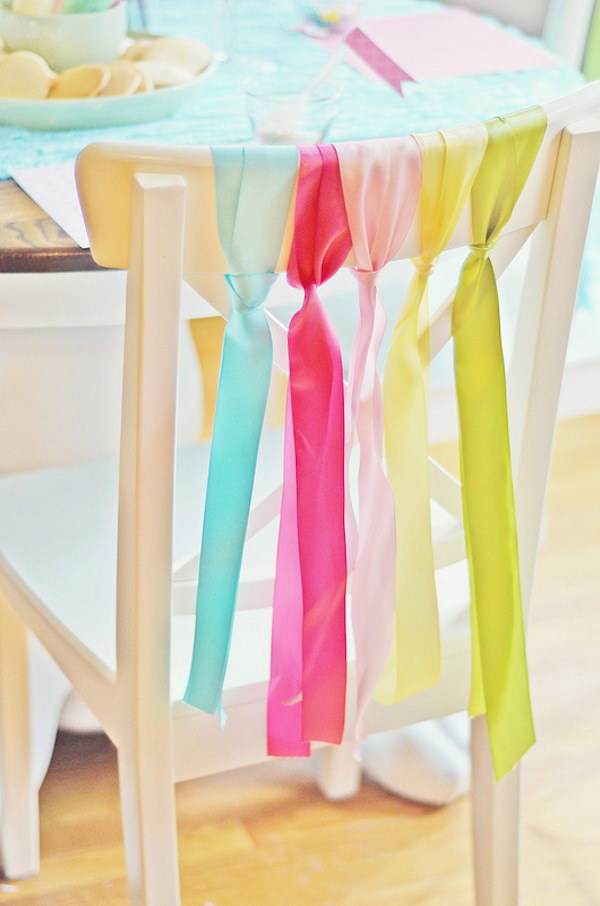 Dining Room Chairs Decoration with Ribbons. 