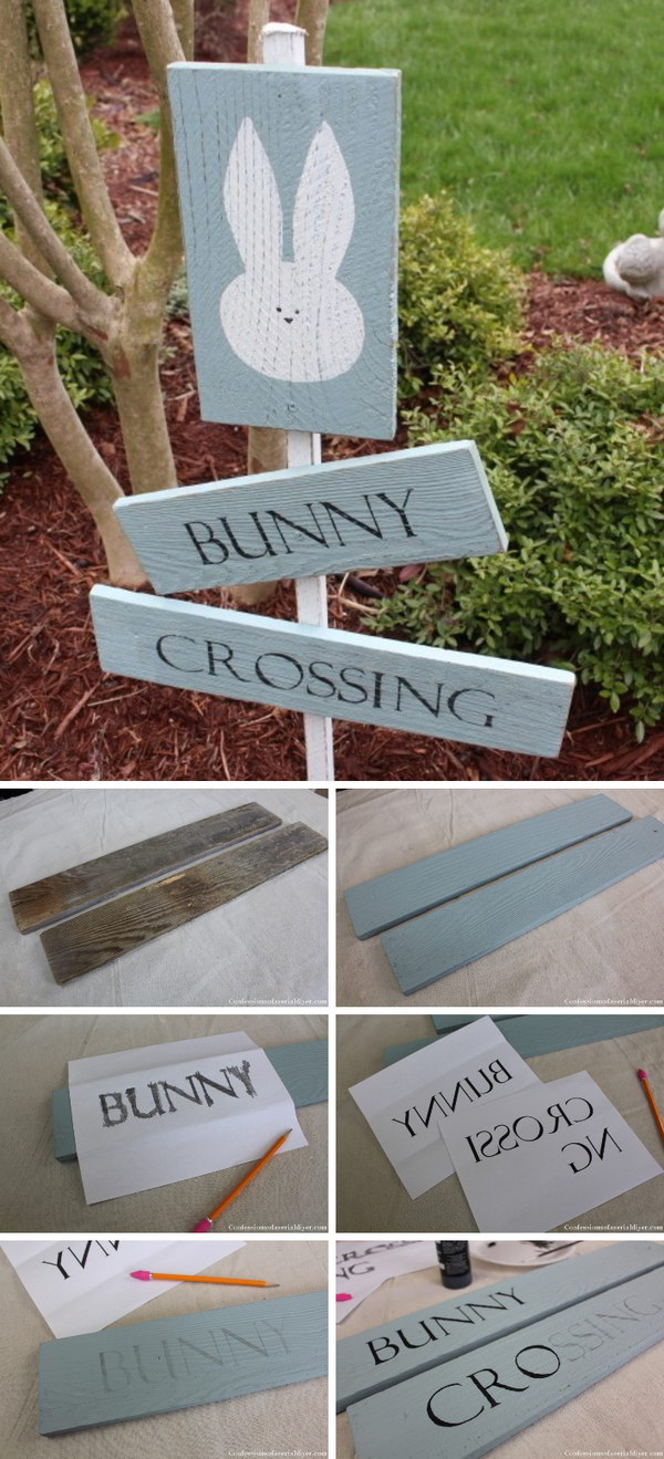 Bunny Crossing Sign from Fence Pickets. 