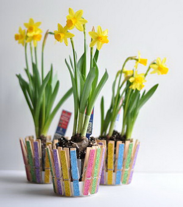 Clothespin Flower Pot. 