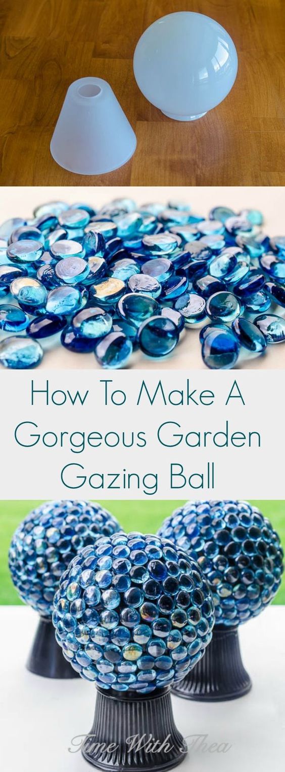 DIY Garden Gazing Ball Made Out Of Dollar Store Items. 