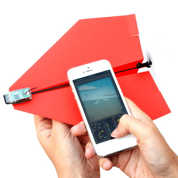 Paper Airplane Drone Kit. This item allows you to create custom aircraft remotely controlled by your smartphone. Perfect as a gift for the gadget fans in your life!