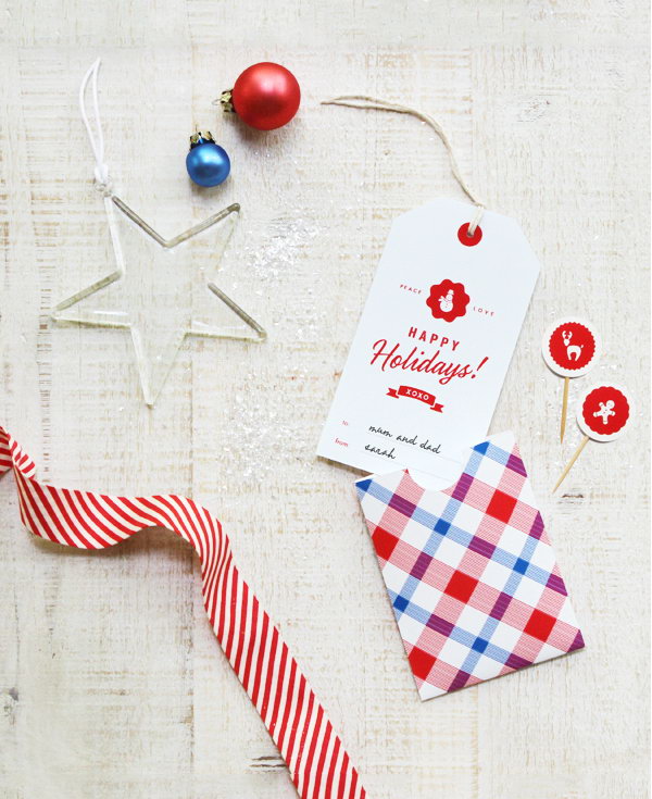 Gift Tags with Matching Plaid Pouch. 