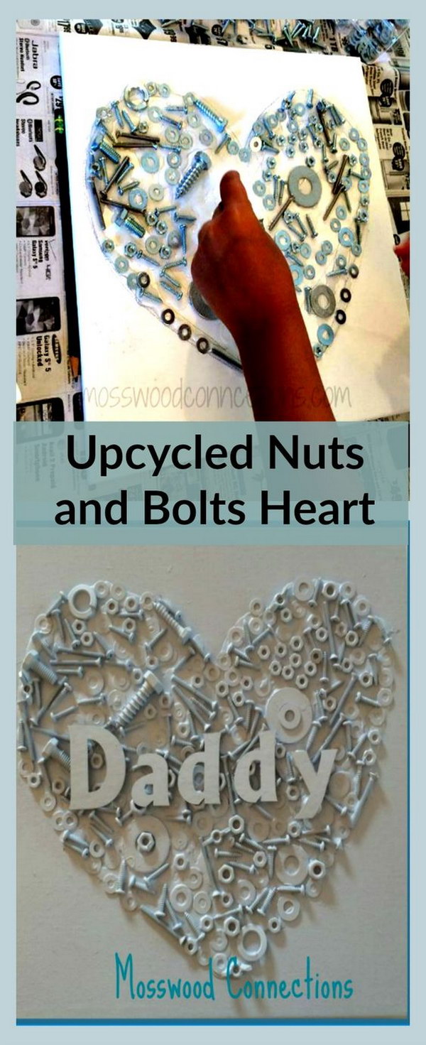 Upcycled Nuts and Bolts Heart. 