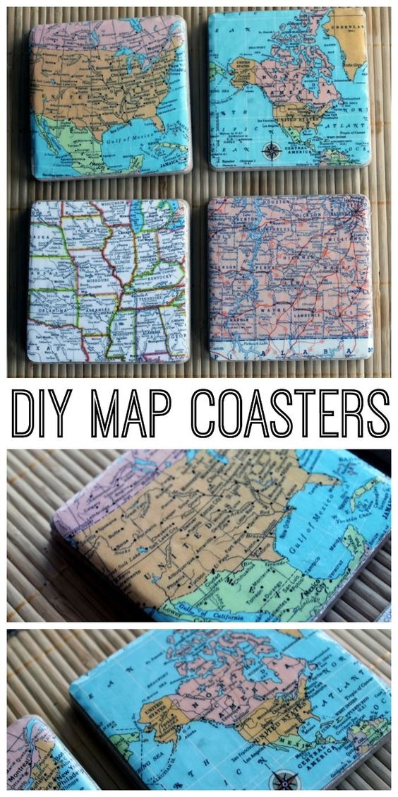 DIY Map Coasters. 