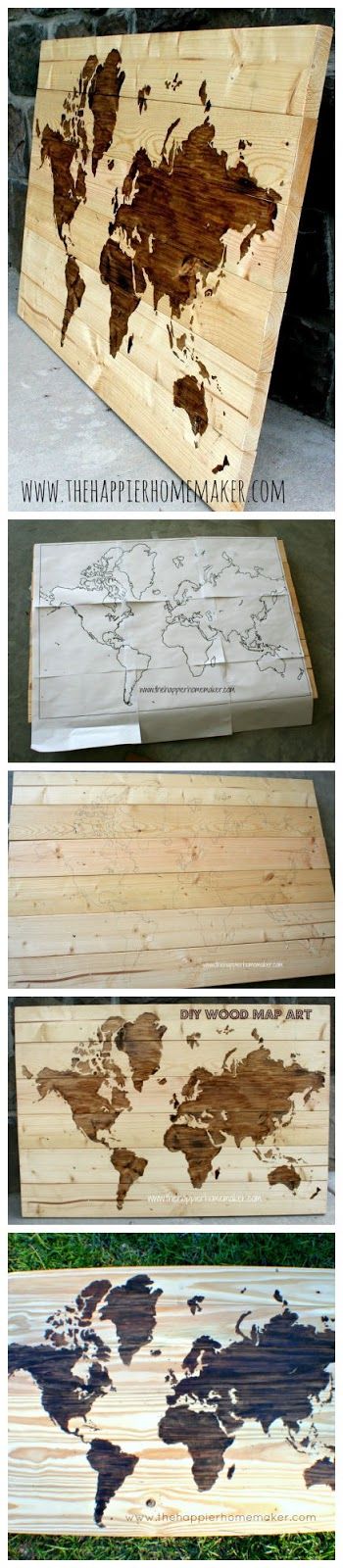 DIY Wooden World Map Art. 